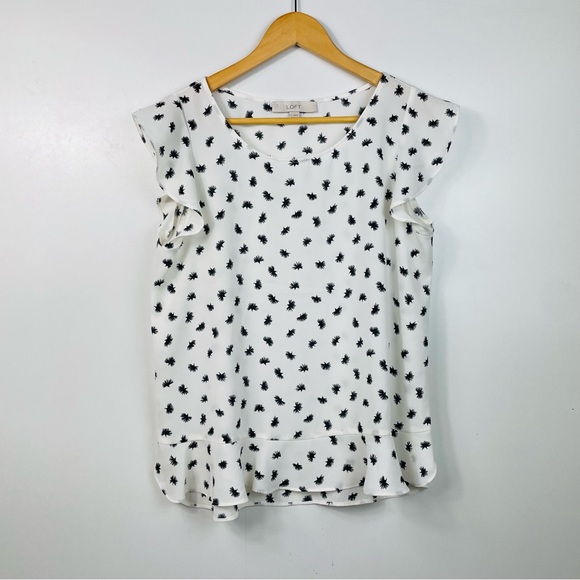 LOFT Brushdot Peplum Shell Blouse Small - Picture 1 of 7